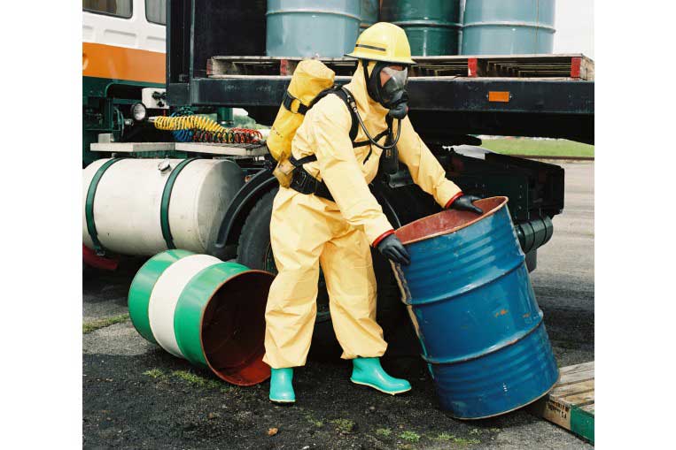 Respirex SC1 Chemical Splash Suit in use