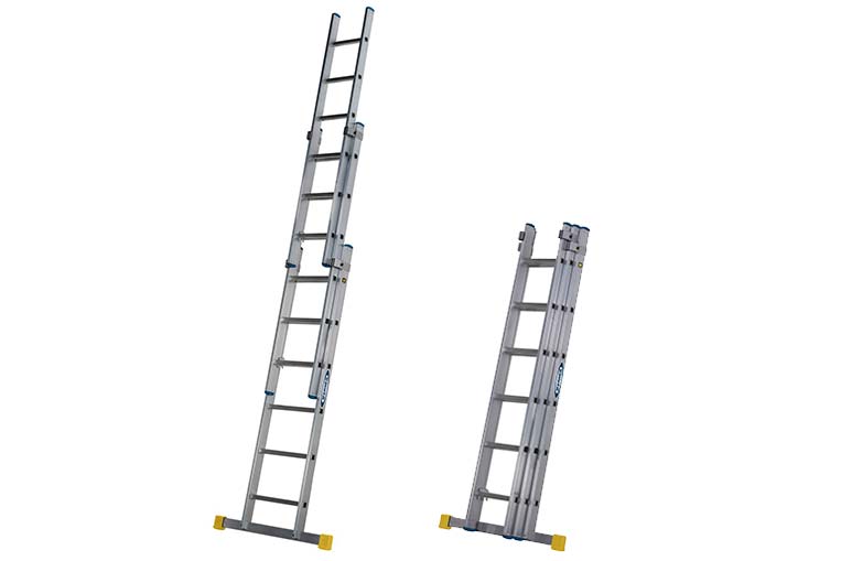 Extension ladder open and closed