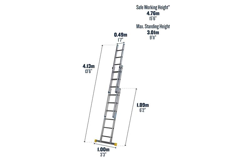 Extension ladder with dimensions
